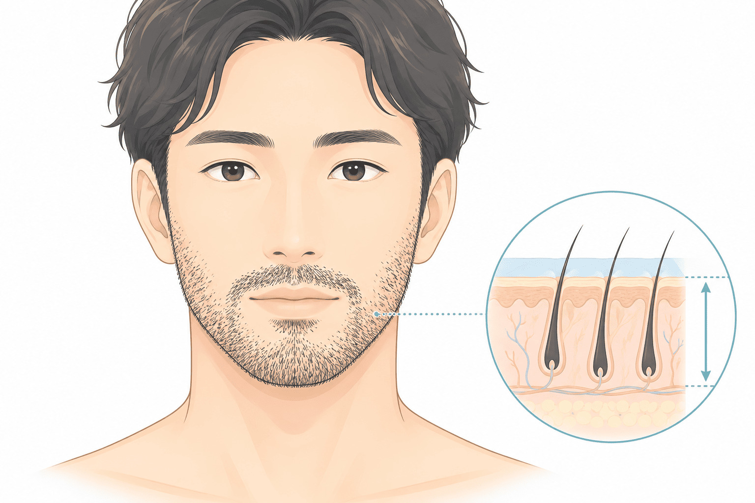 ヒゲ脱毛で痛みを感じやすい部位と毛根の深さ